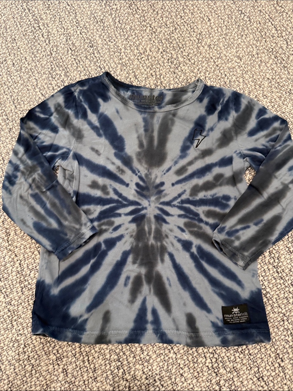 Munster Navy and Gray Tie-Dye Long Sleeve Tee